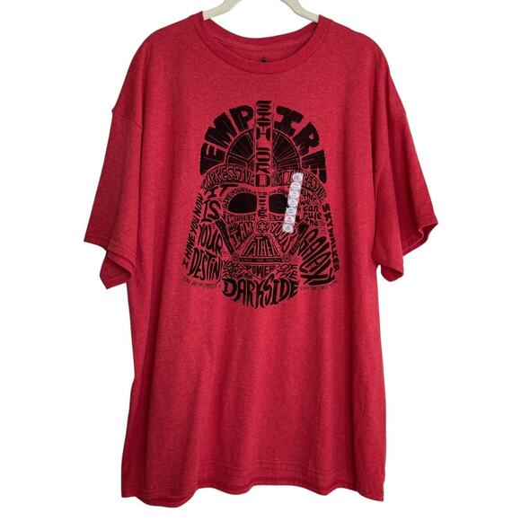 Disney Star Wars Darth Vader Helmet Mens Tee Size XL Red Short Sleeve NEW - Picture 1 of 5